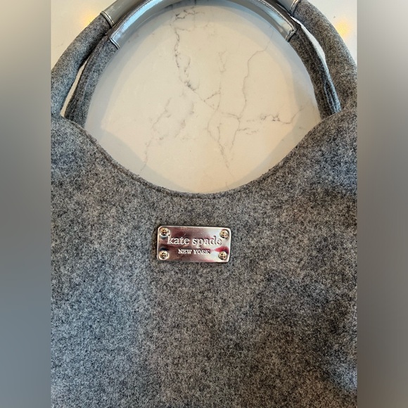 Gray Wool Kate Spade Hobo polka dot interior - Picture 2 of 9